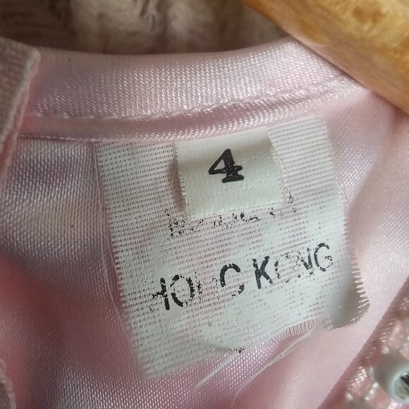 Girls Pink Formal Dress | 4T | Ruffle Tulle Skirt & Beaded Flower Details - Picture 2 of 6